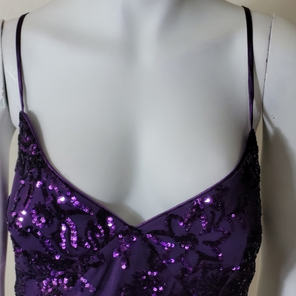 Holiday Party Dress Keep Glowing Purple Sequin Lace Up Bodycon Mini XL - Picture 9 of 13